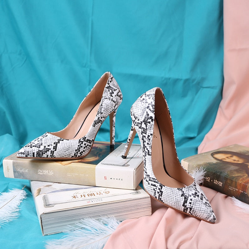 The Fiona Snake Heel High Pumps