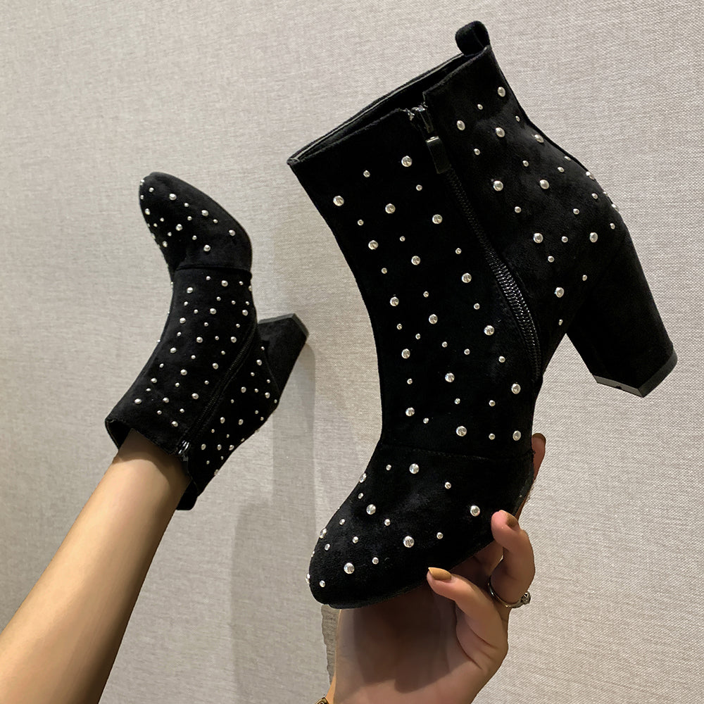 The Polka Dot Crystal Ankle Boots