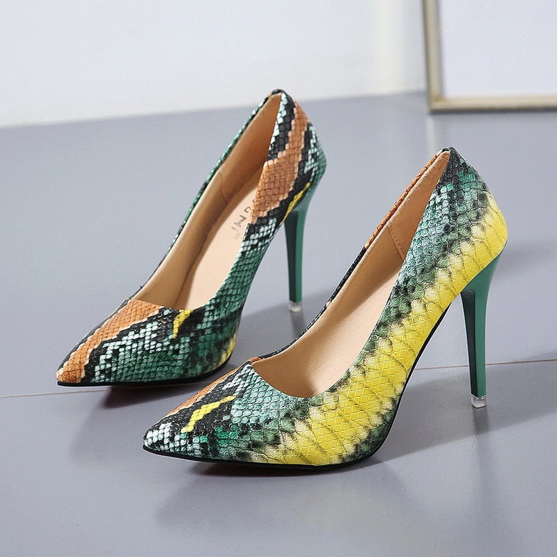 The Lia Snake High Heel Pumps