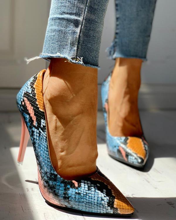 The Lia Snake High Heel Pumps