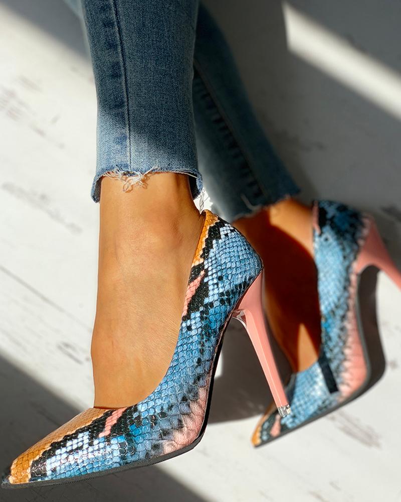 The Lia Snake High Heel Pumps