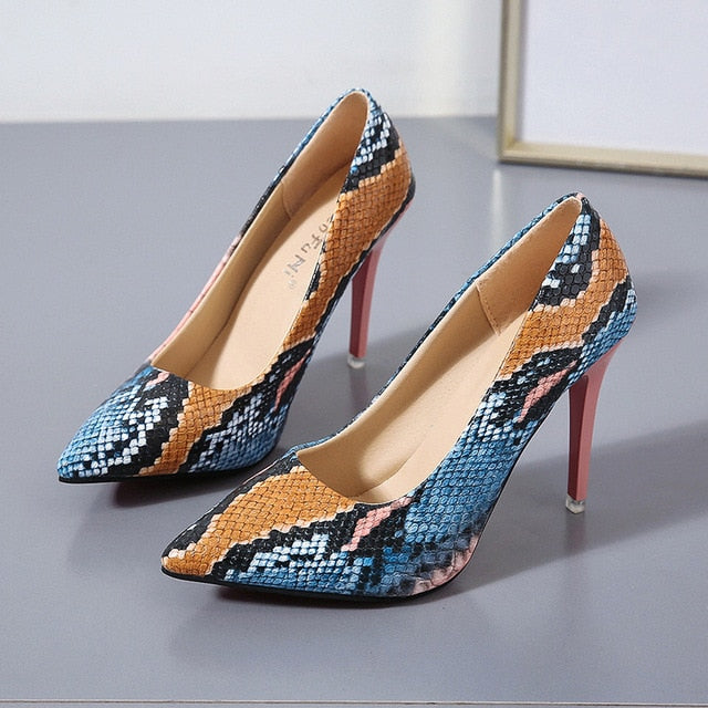 The Lia Snake High Heel Pumps