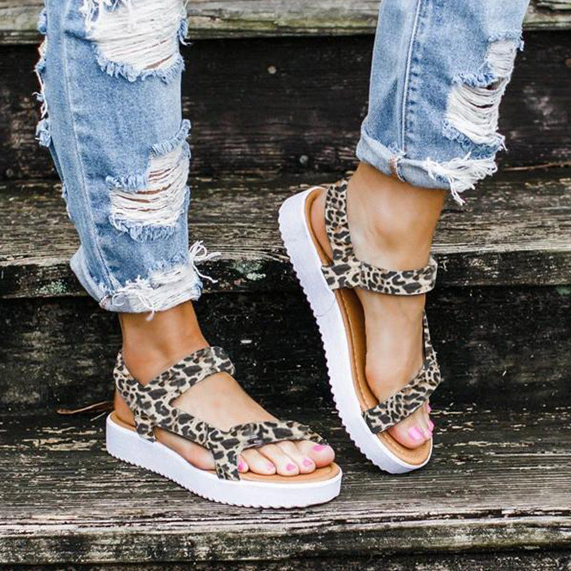 The Iona Leopard Wedge Sandals