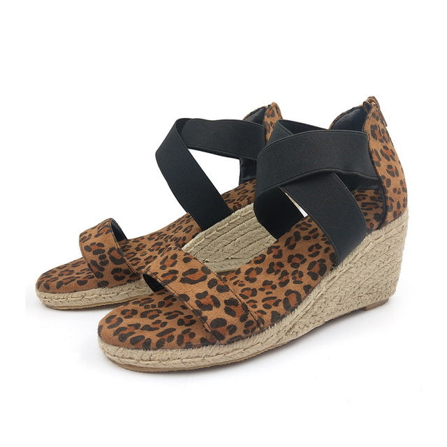 The Ove Leopard Wedge Sandals