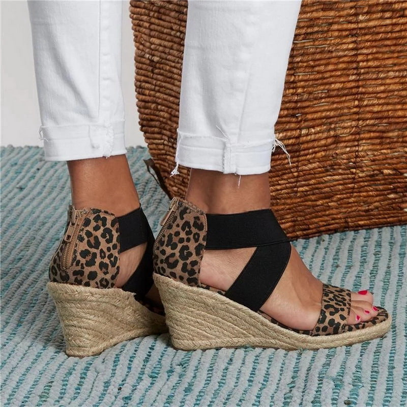 The Ove Leopard Wedge Sandals