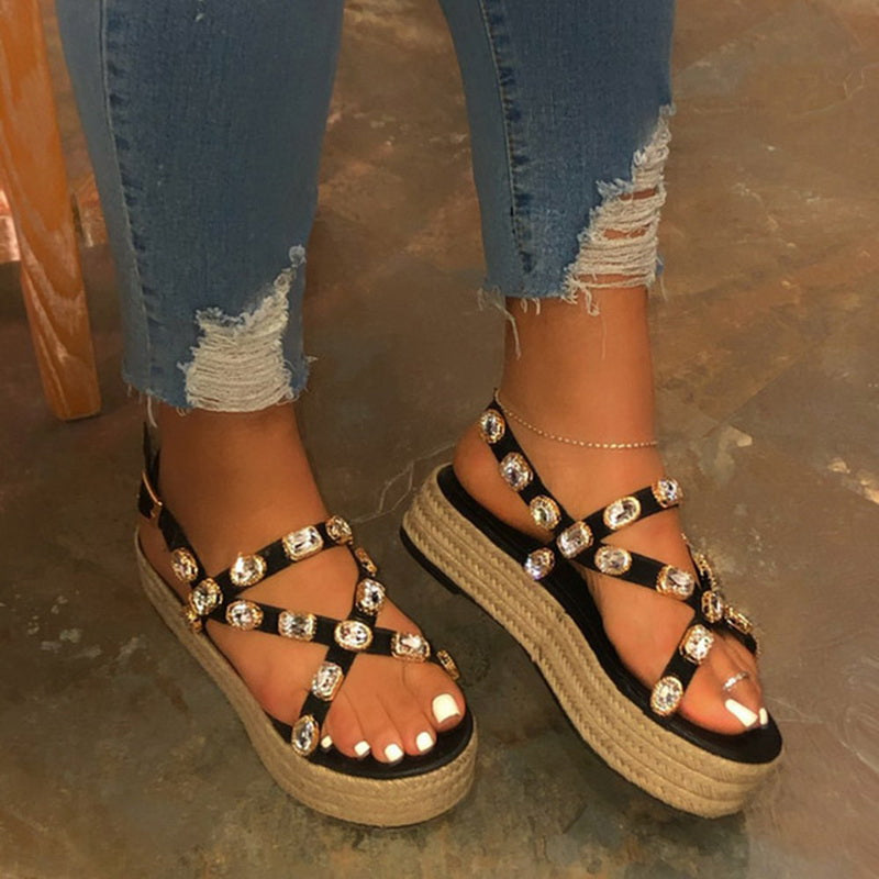 The Ava Rhinestone Wedge Sandals