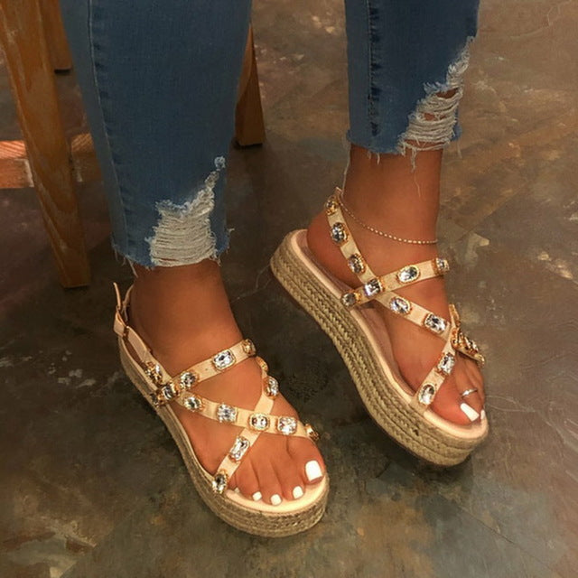 The Ava Rhinestone Wedge Sandals