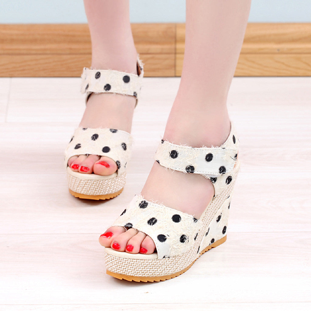 The Polka Dots Wedges Sandals