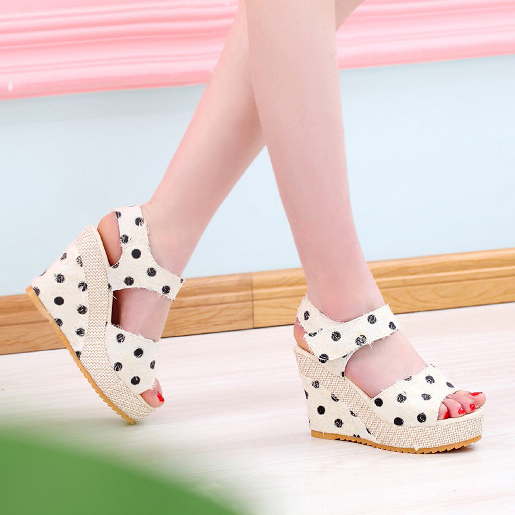 The Polka Dots Wedges Sandals