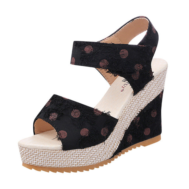 The Polka Dots Wedges Sandals