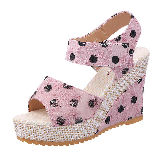 The Polka Dots Wedges Sandals