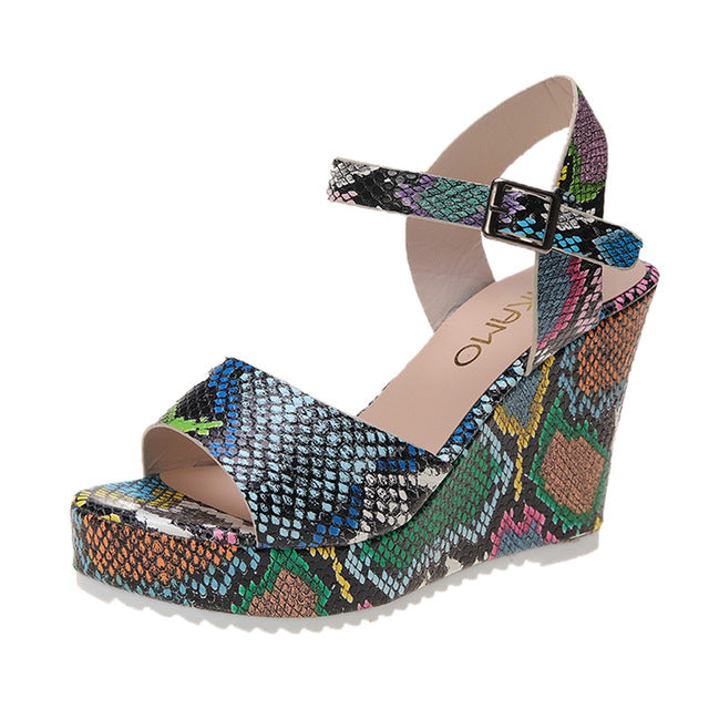 The Alys Snake Wedge Sandals