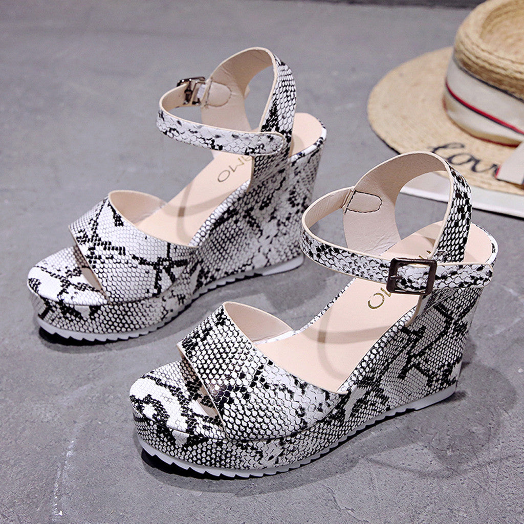 The Alys Snake Wedge Sandals