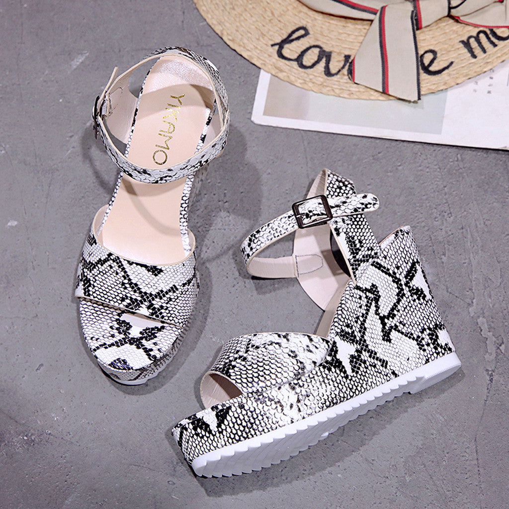 The Alys Snake Wedge Sandals