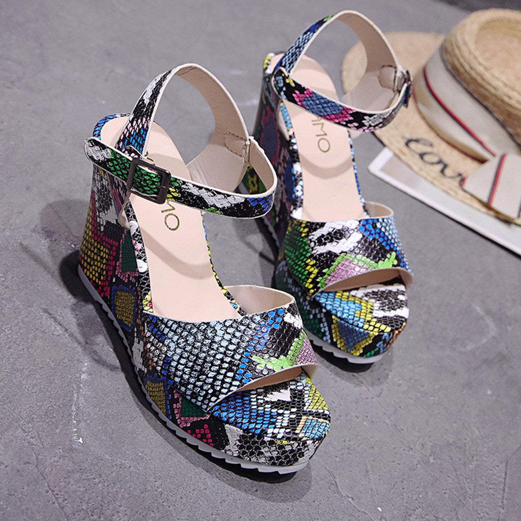 The Alys Snake Wedge Sandals