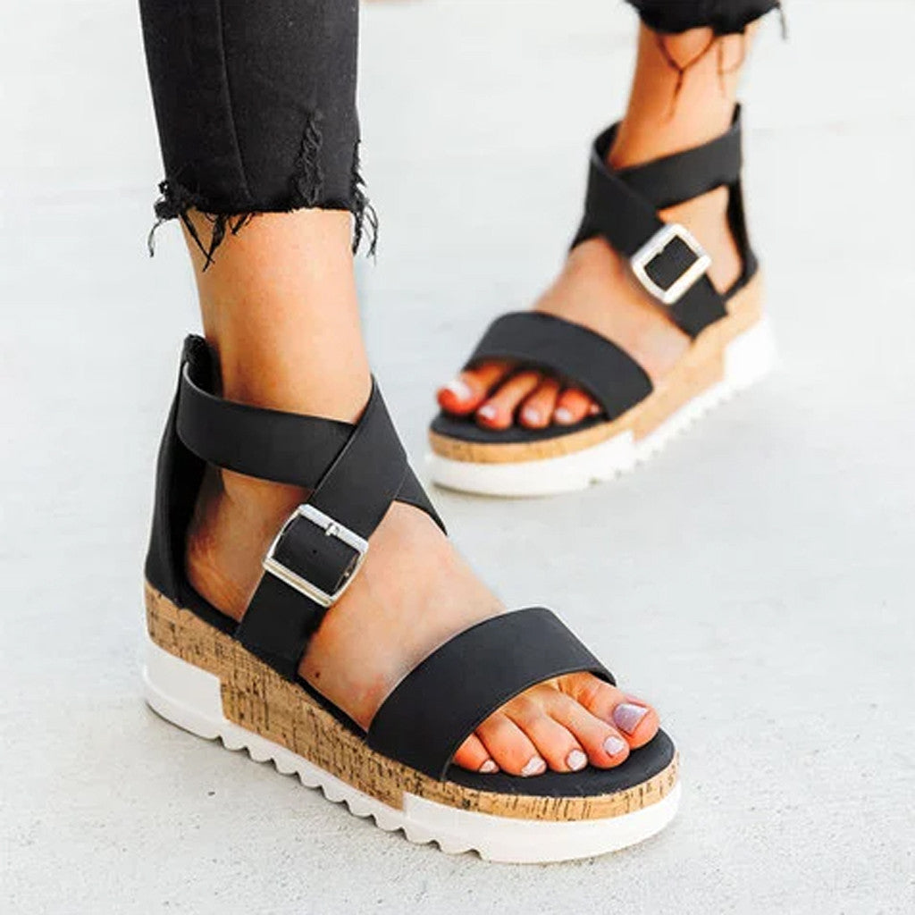 The Enid Lepoard Wedge Sandals