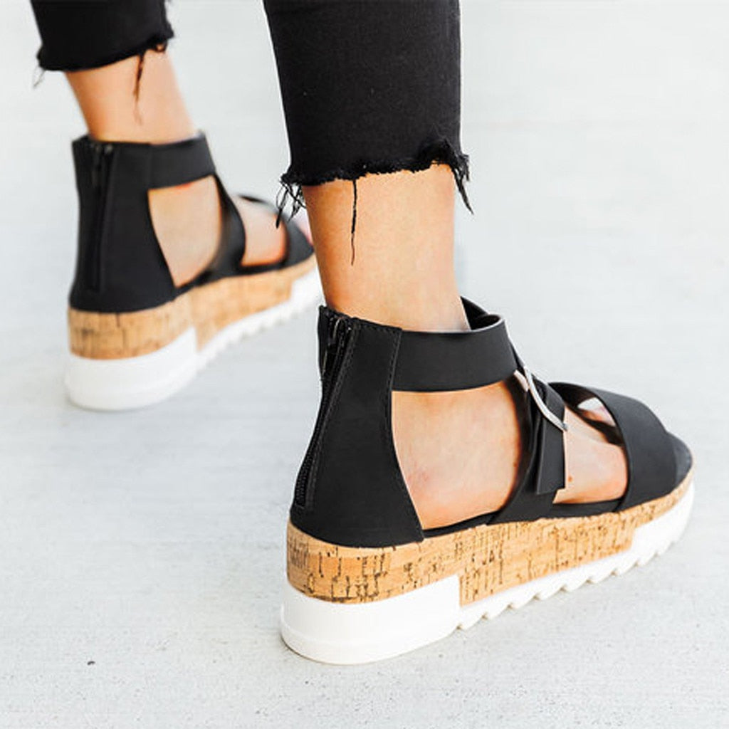 The Enid Lepoard Wedge Sandals