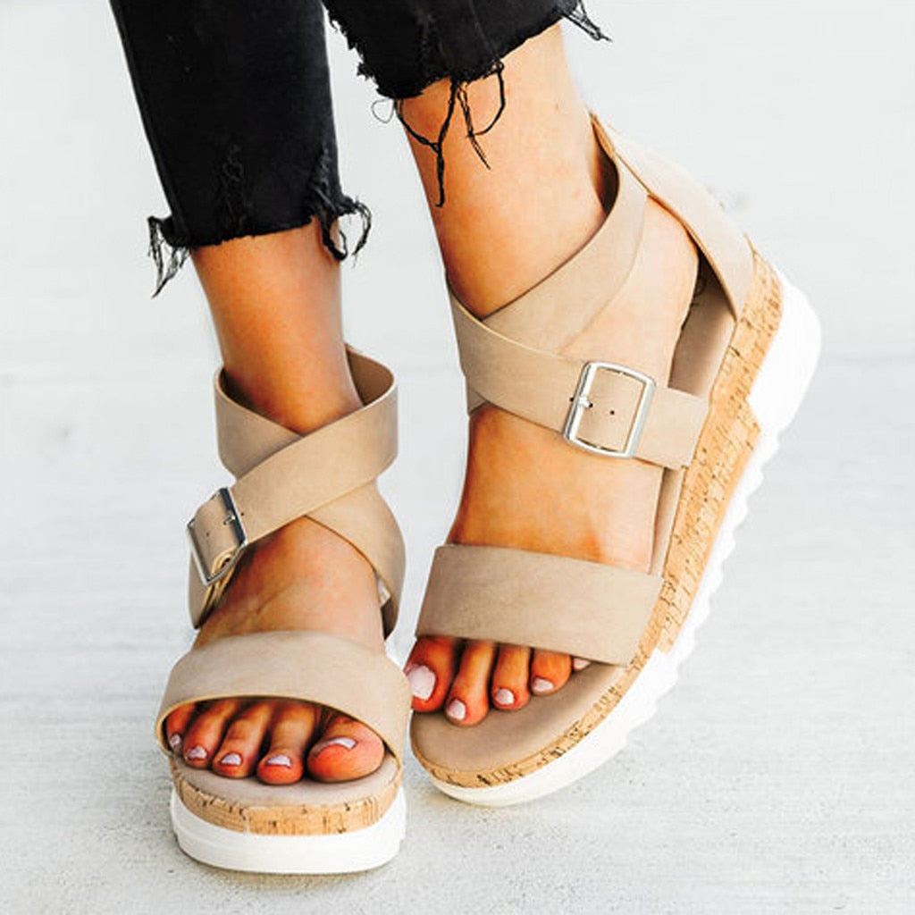 The Enid Lepoard Wedge Sandals