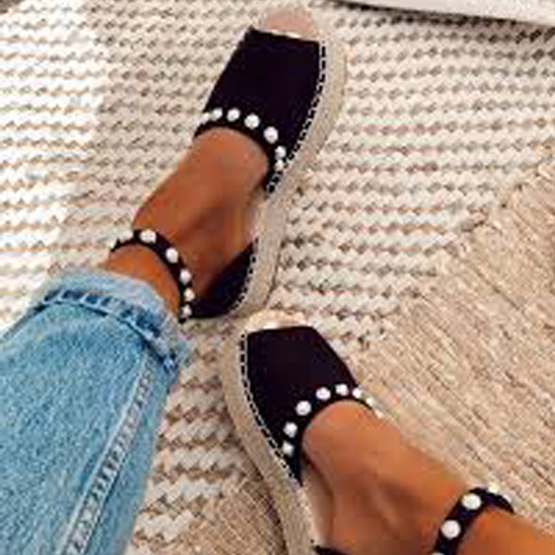 The Perla Weave Espadrille Wedge Sandals