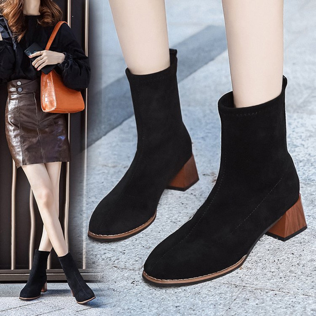 The Sock Stretch Heel Boots